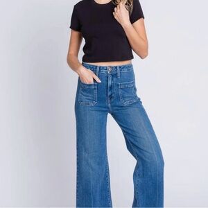 L.T.J. Front Pocket Blue Wide-Leg Jeans